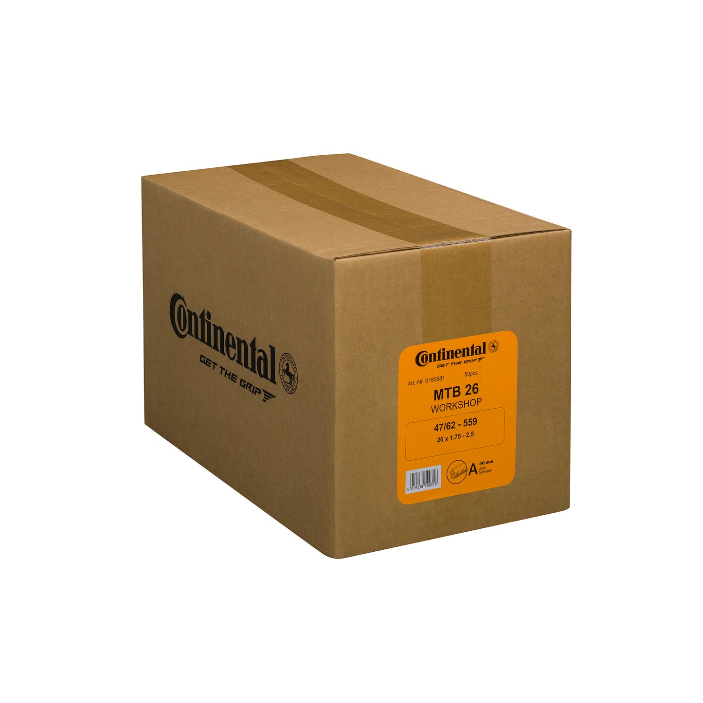 Continental Workshop Tubes - Schrader 40mm Valve 50pcs: BLACK 26X1.75-2.50"