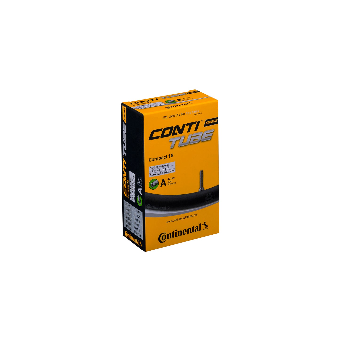 Continental Compact Tube - Schrader 40mm Valve: BLACK 24X1.25-1.75"